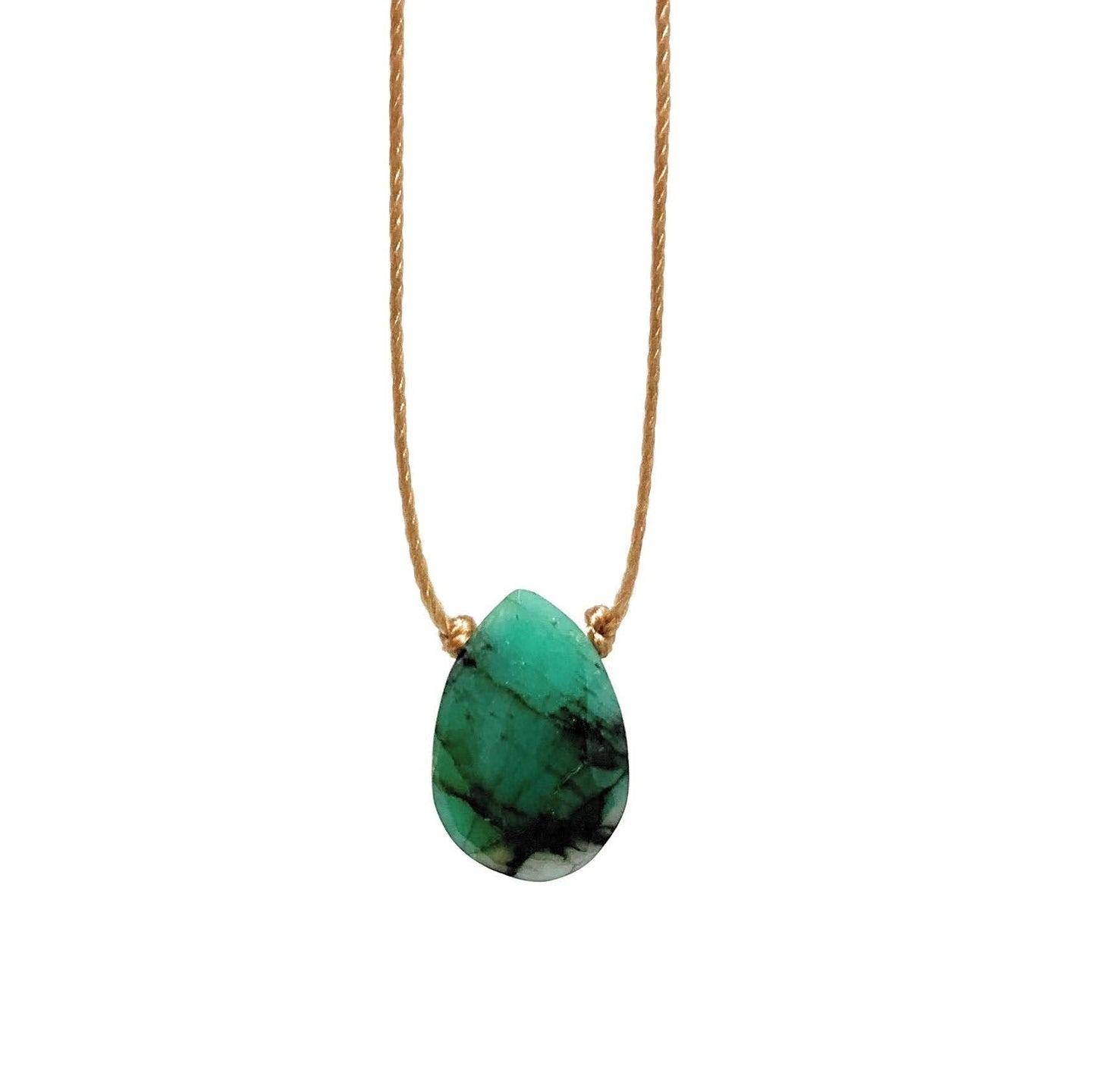 Emerald Faceted Teardrop Necklace