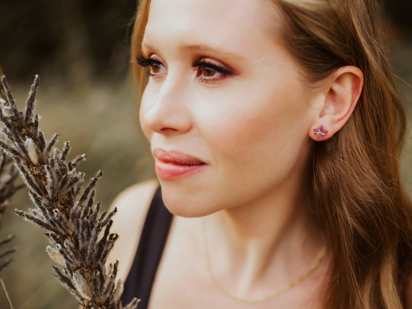 Moonbeam + Stardust Studs - Amethyst