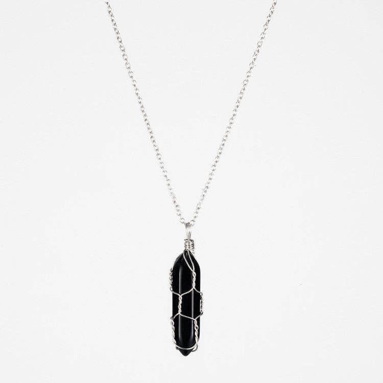 Natural Crystal Raw Stone Healing Necklace in Solid Copper