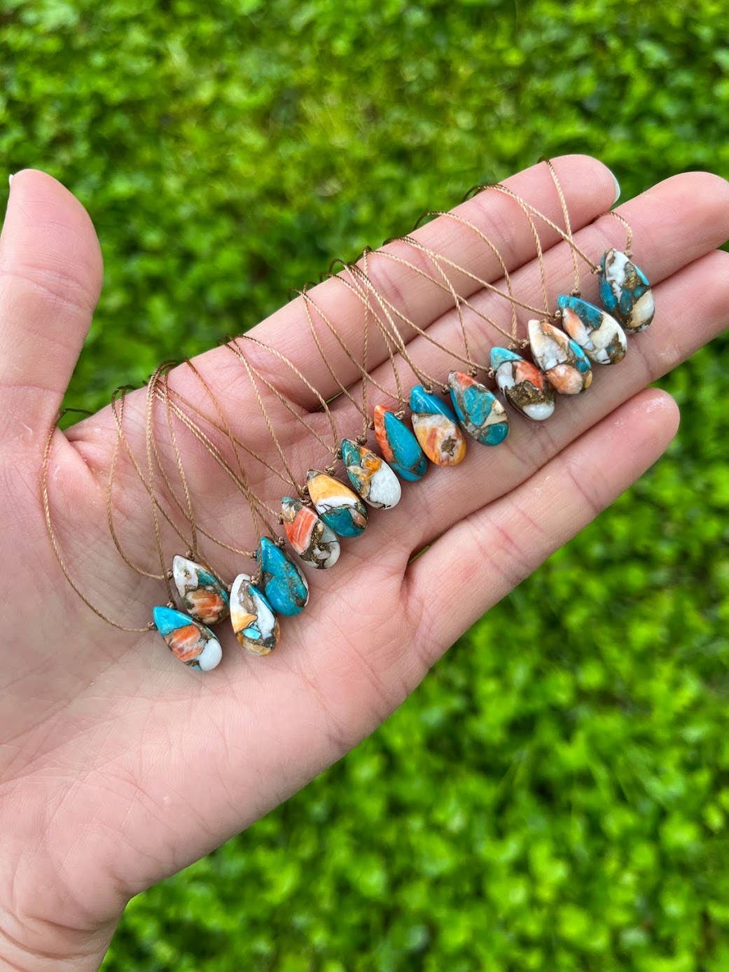 Copper Oyster Turquoise Teardrop Necklace