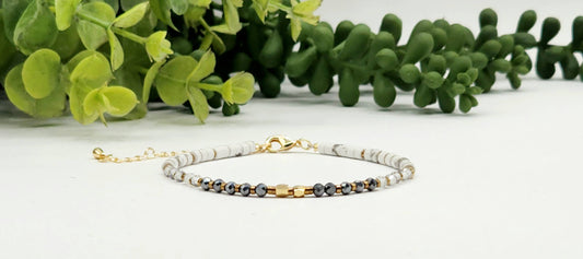 EMPATH PROTECTION-Terahertz/C. Quartz/White Howlite Bracelet