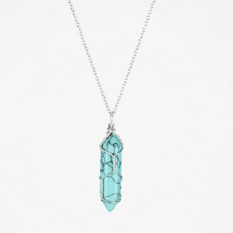 Natural Crystal Raw Stone Healing Necklace in Solid Copper