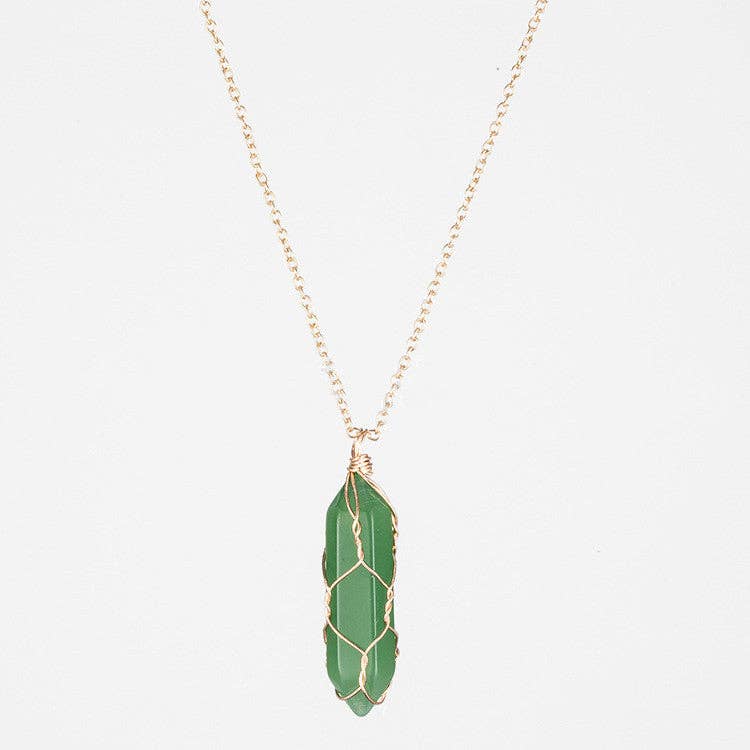 Natural Crystal Raw Stone Healing Necklace in Solid Copper
