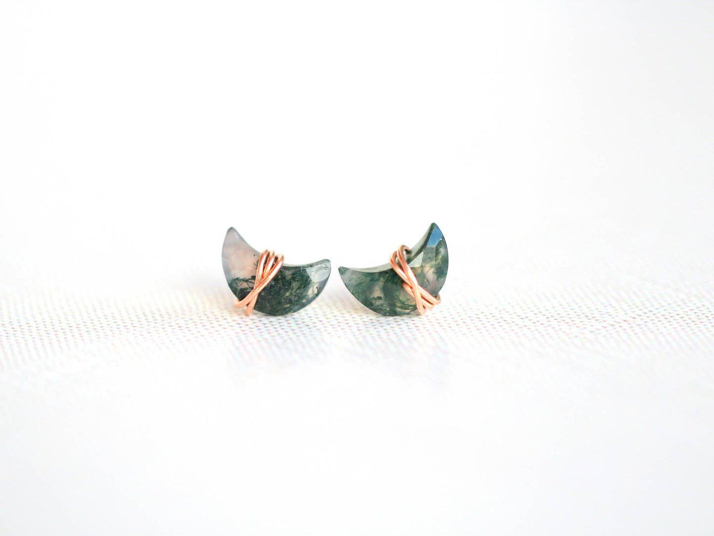 Moonbeam + Stardust Studs - Moss Agate