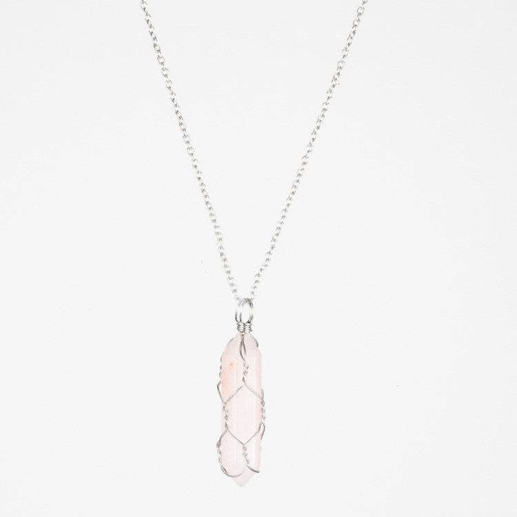 Natural Crystal Raw Stone Healing Necklace in Solid Copper