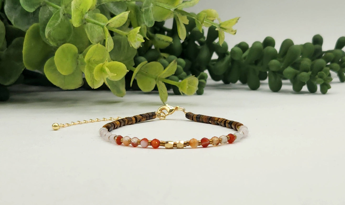 DEPRESSION SUPPORT-Carnelian/Rose Quartz/Tiger Eye Bracelet