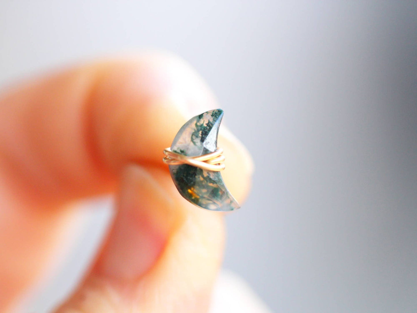 Moonbeam + Stardust Studs - Moss Agate
