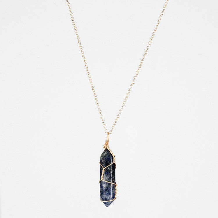 Natural Crystal Raw Stone Healing Necklace in Solid Copper