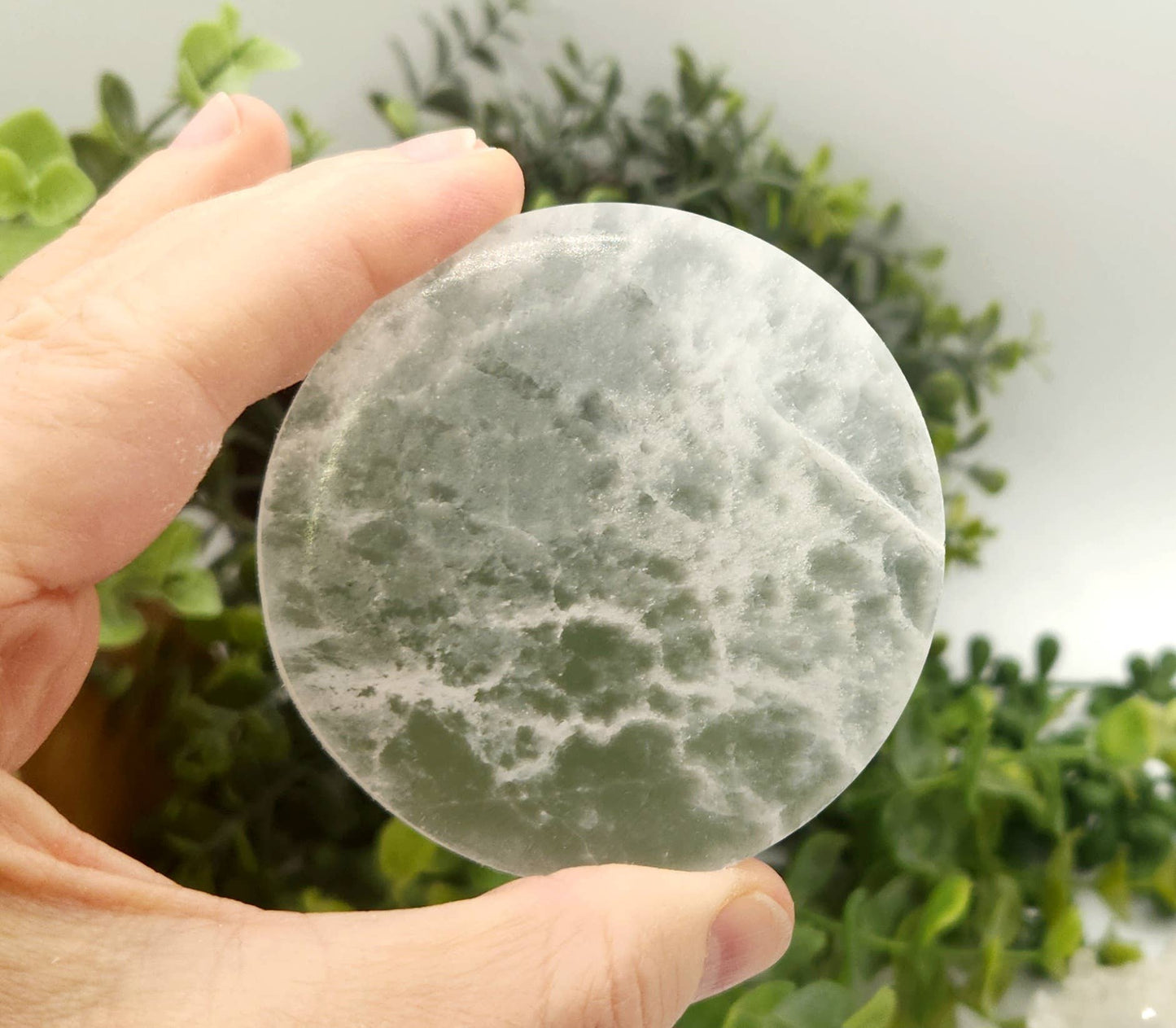 Selenite Charging/Cleansing Plate/Coaster Round-Plain - 7cm
