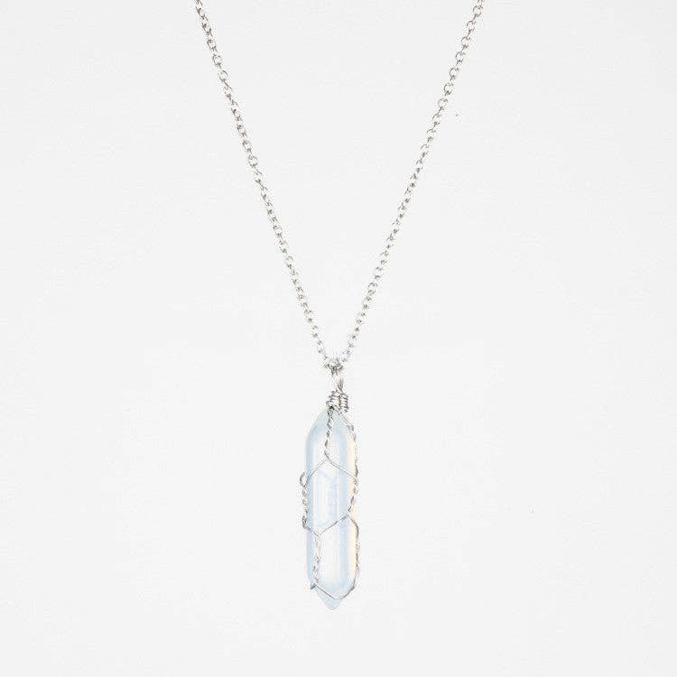 Natural Crystal Raw Stone Healing Necklace in Solid Copper