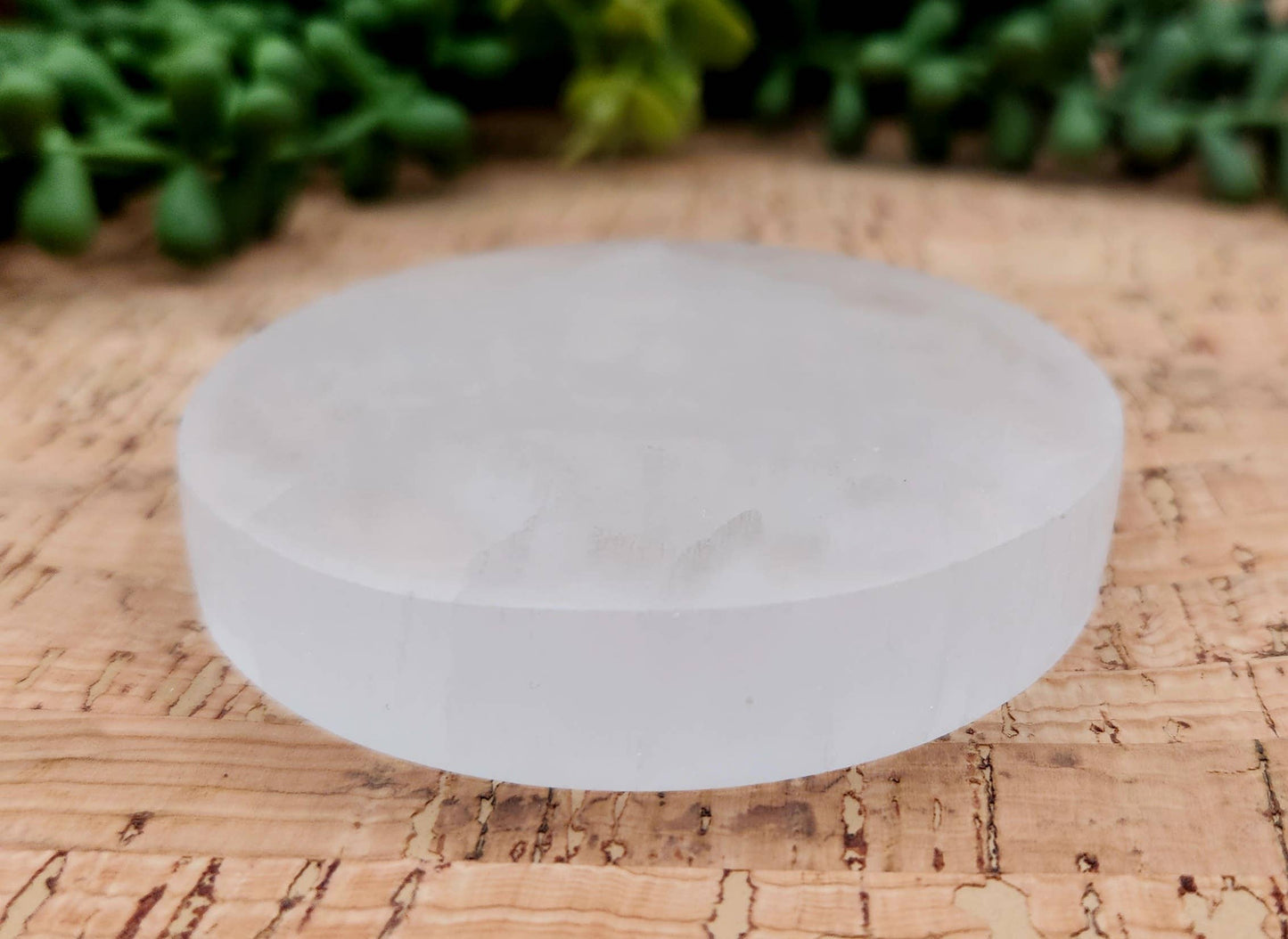 Selenite Charging/Cleansing Plate/Coaster Round-Plain - 7cm