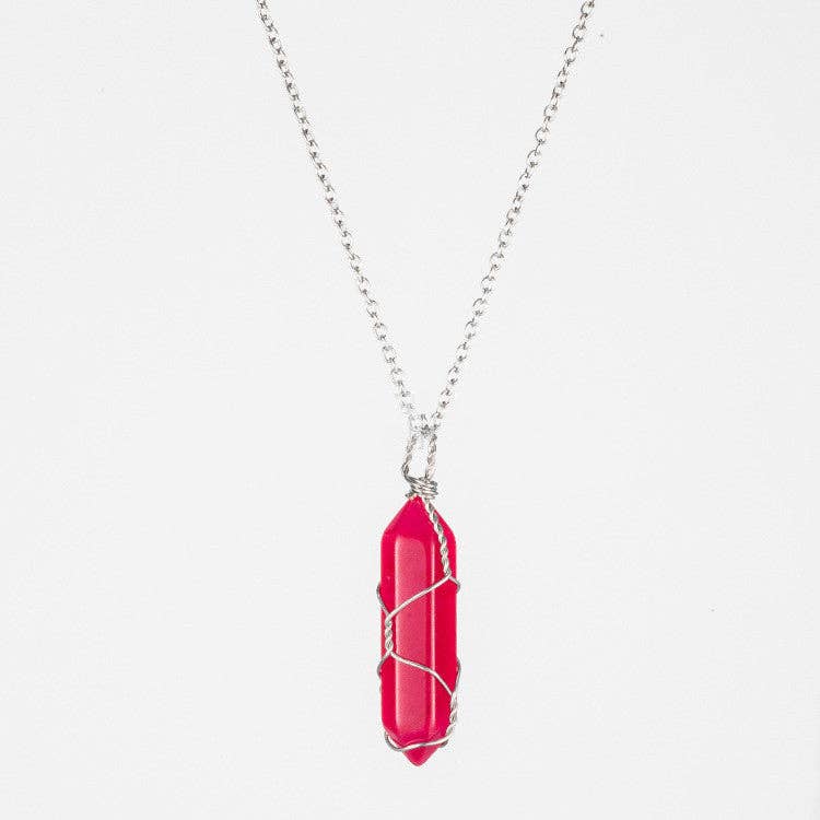 Natural Crystal Raw Stone Healing Necklace in Solid Copper