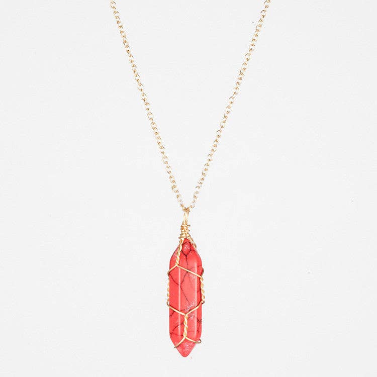 Natural Crystal Raw Stone Healing Necklace in Solid Copper