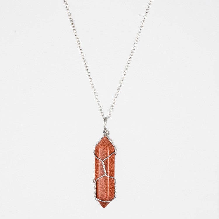 Natural Crystal Raw Stone Healing Necklace in Solid Copper