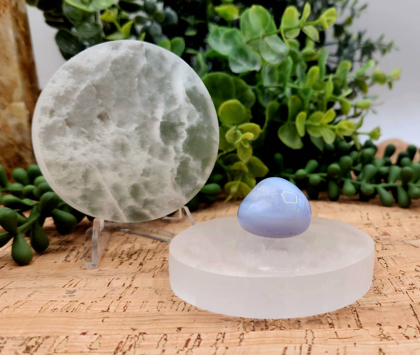 Selenite Charging/Cleansing Plate/Coaster Round-Plain - 7cm