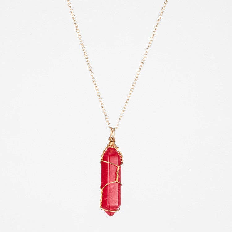 Natural Crystal Raw Stone Healing Necklace in Solid Copper
