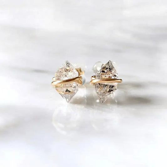 Pakimer Quartz Stud Earrings in 14k Gold Fill
