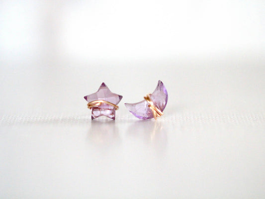 Moonbeam + Stardust Studs - Amethyst
