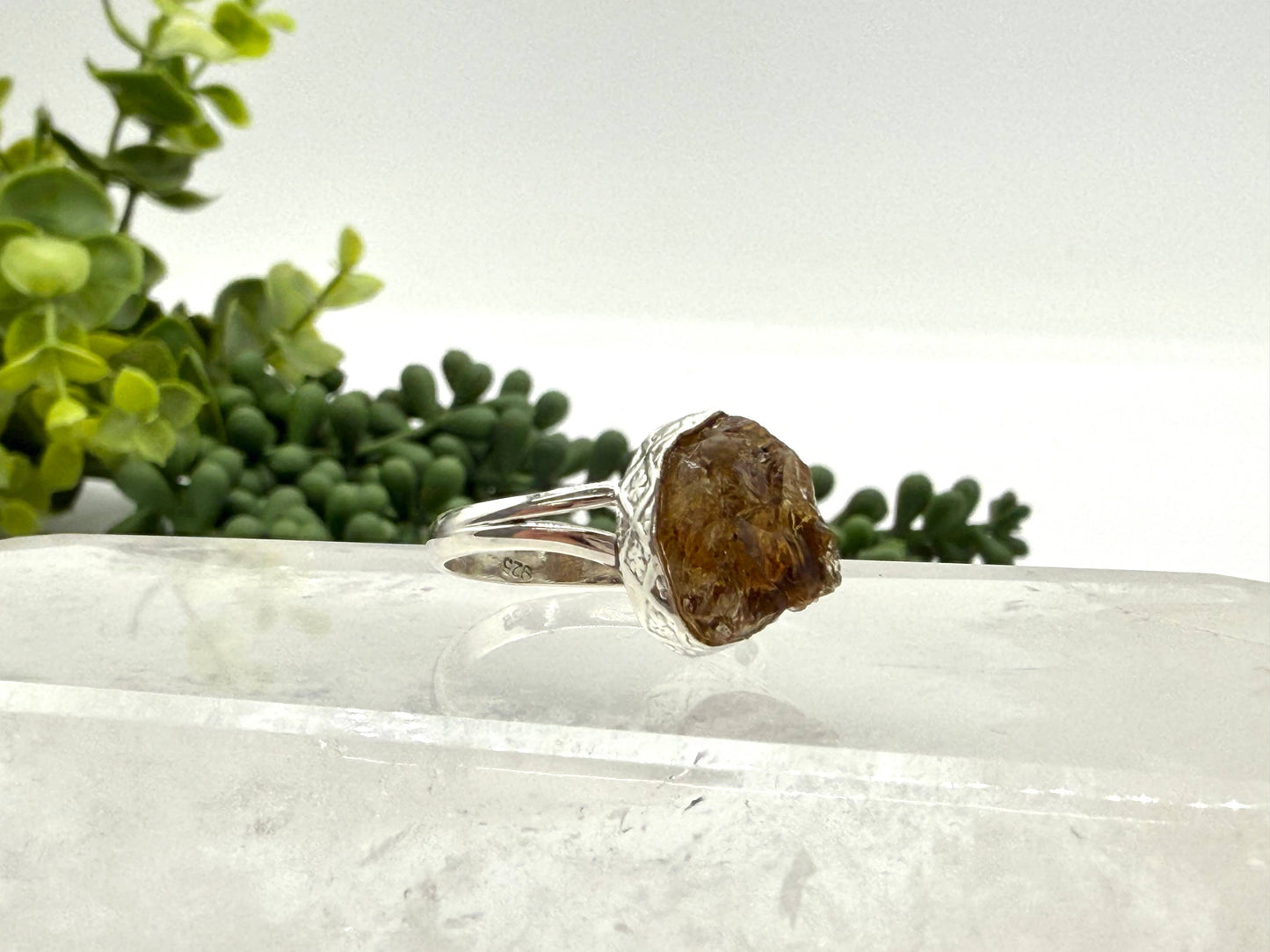 Citrine Rough Semi-Precious Gemstone 925 Silver Ring-Yellow