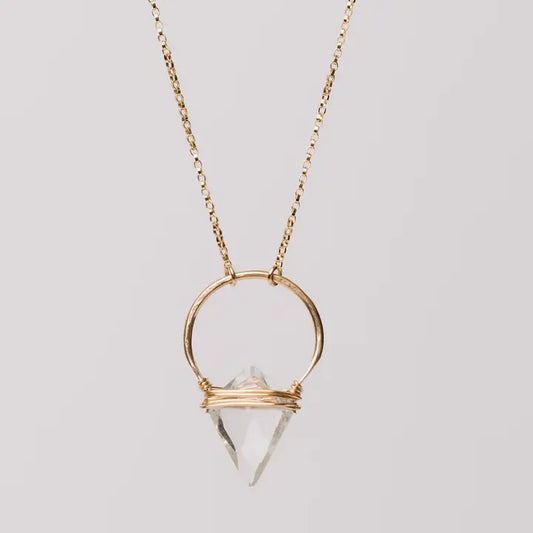 Albatross Necklace - Crystal Quartz 14k gold filled