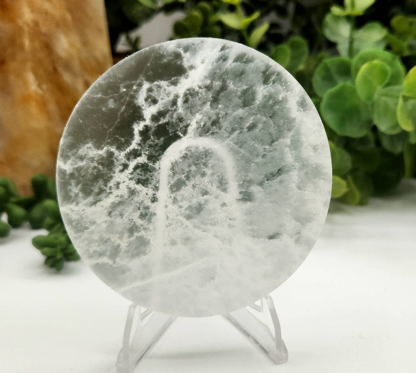 Selenite Charging/Cleansing Plate/Coaster Round-Plain - 7cm