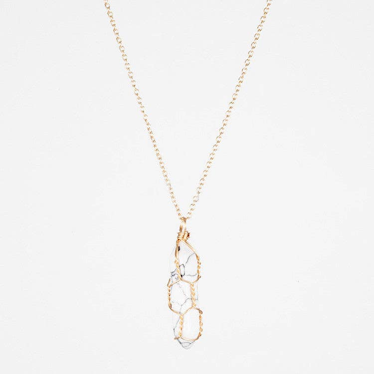 Natural Crystal Raw Stone Healing Necklace in Solid Copper