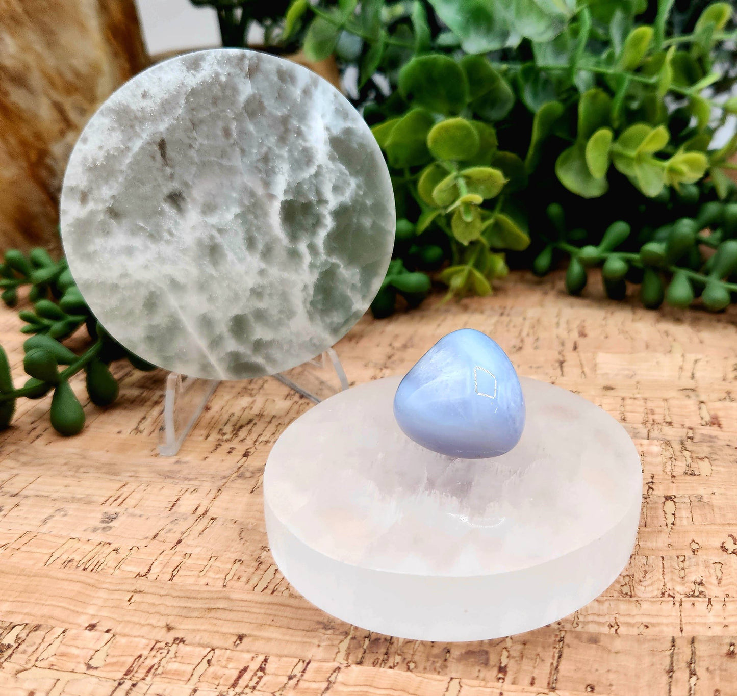 Selenite Charging/Cleansing Plate/Coaster Round-Plain - 7cm