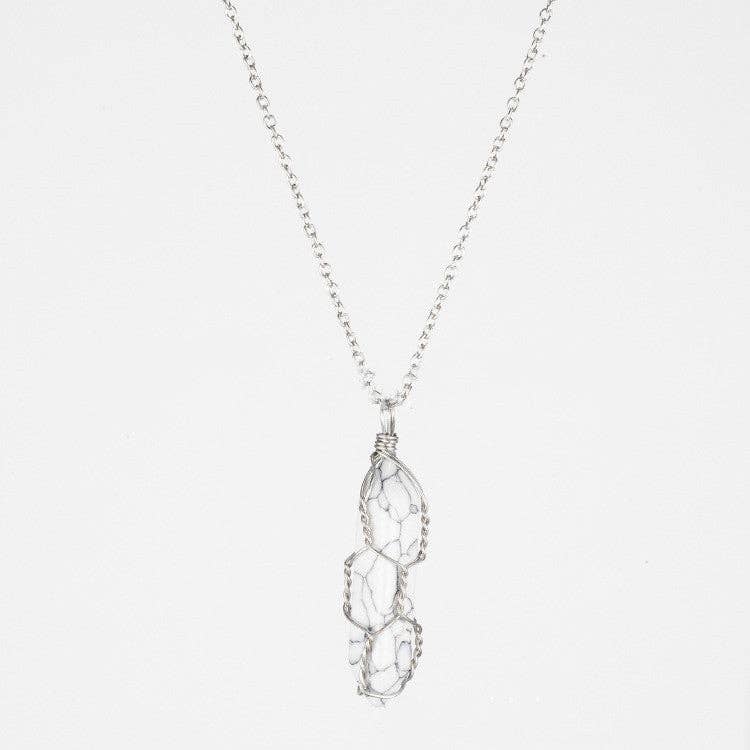 Natural Crystal Raw Stone Healing Necklace in Solid Copper