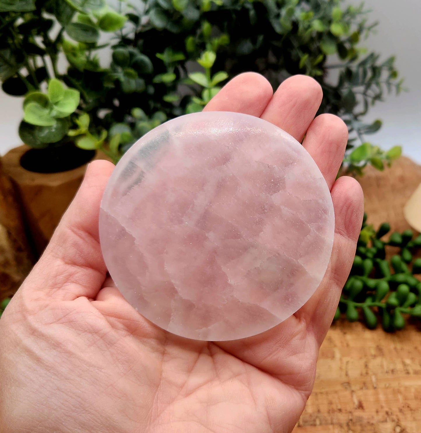 Selenite Charging/Cleansing Plate/Coaster Round-Plain - 7cm
