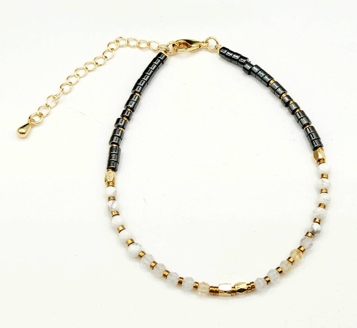 EMPATH PROTECTION-Citrine/White Howlite/Hematite Bracelet