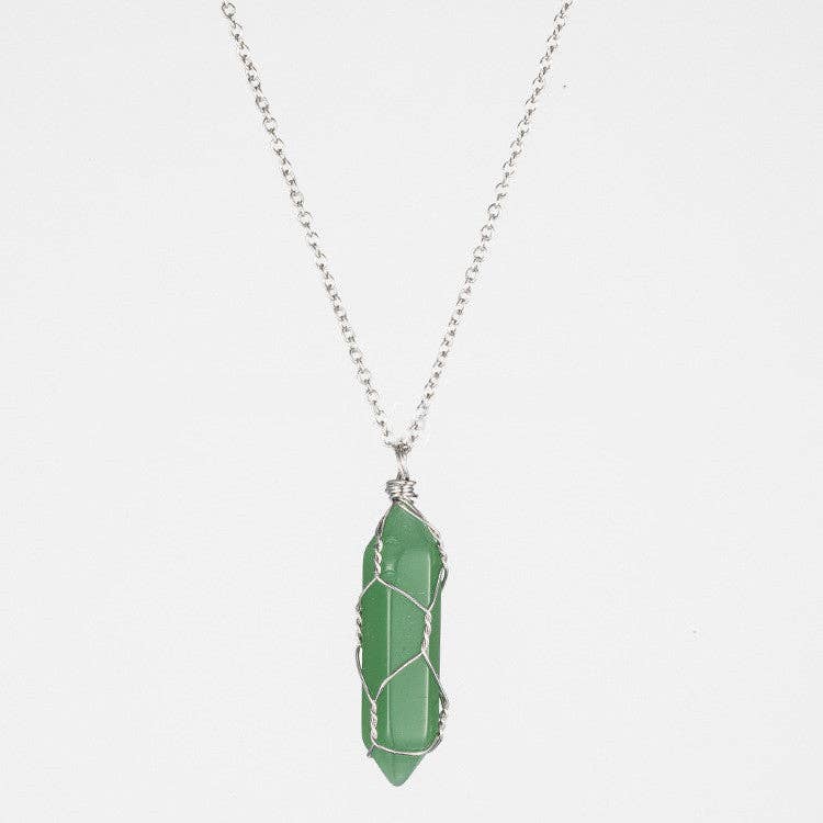 Natural Crystal Raw Stone Healing Necklace in Solid Copper