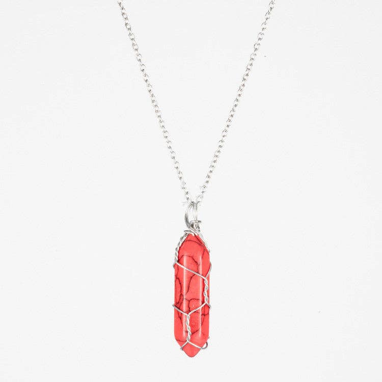 Natural Crystal Raw Stone Healing Necklace in Solid Copper