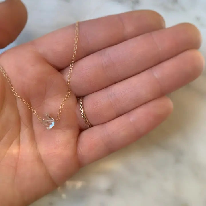Pakimer Diamond Necklace in 14k Gold Filled or Solid Silver