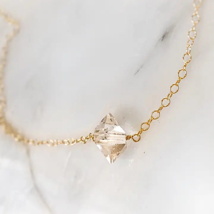 Pakimer Diamond Necklace in 14k Gold Filled or Solid Silver