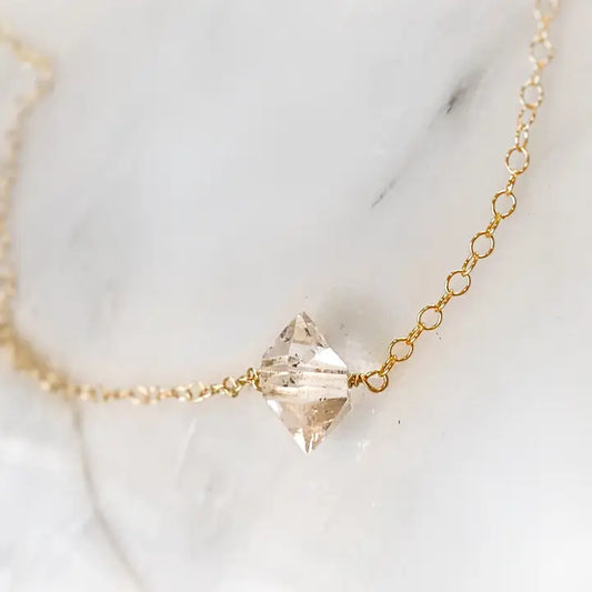 Pakimer Diamond Necklace in 14k Gold Filled or Solid Silver