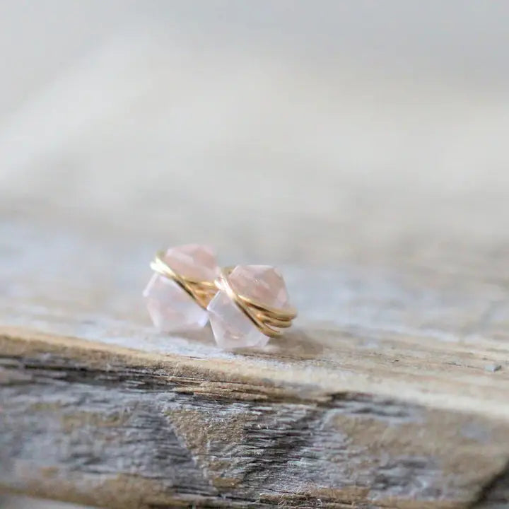 Pike Studs - Rose Quartz