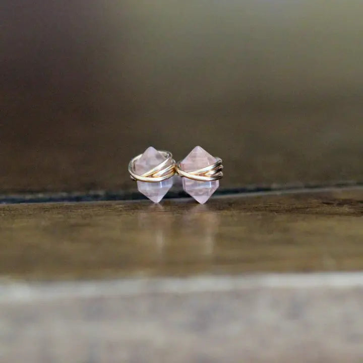 Pike Studs - Rose Quartz
