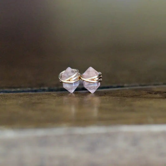 Pike Studs - Rose Quartz
