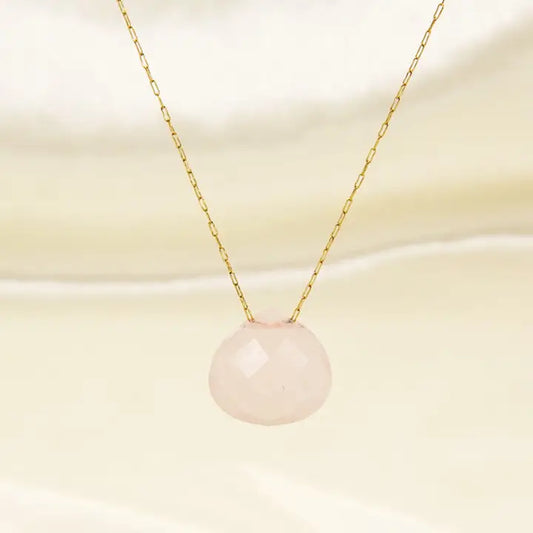 Color Crystal Raw Stone Pendant Necklace in Stainless Steel