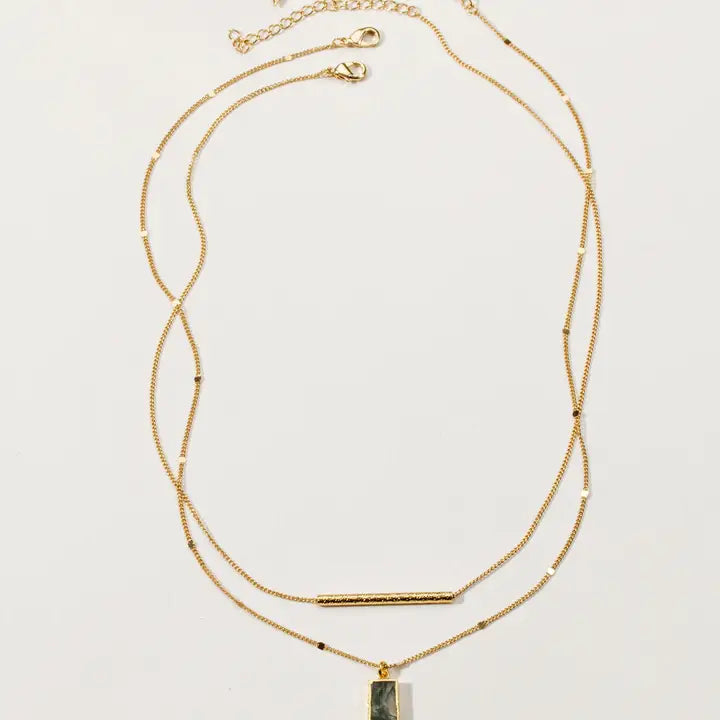 Stick Together Necklace Set- Moss Agate